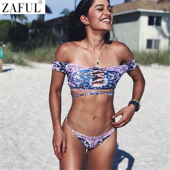 Other - zaful off the shoulder lace up bikini